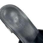 Hermes ELIA Sandals Shoes Leather Black Mule Circle Cut — view 7