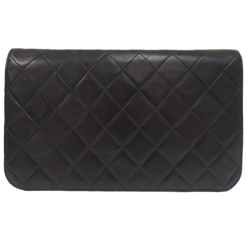Chanel Quilted Lambskin Black Gold Chain Shoulder Bag — view 2