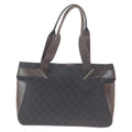 Gucci Dark Brown Silver GG Canvas Leather Tote Shoulder Bag