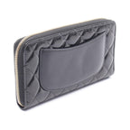 Chanel Round Wallet Classic Long Zip Quilted Black Patent — view 2