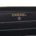 Chanel Round Wallet Classic Long Zip Quilted Black Patent — view 4