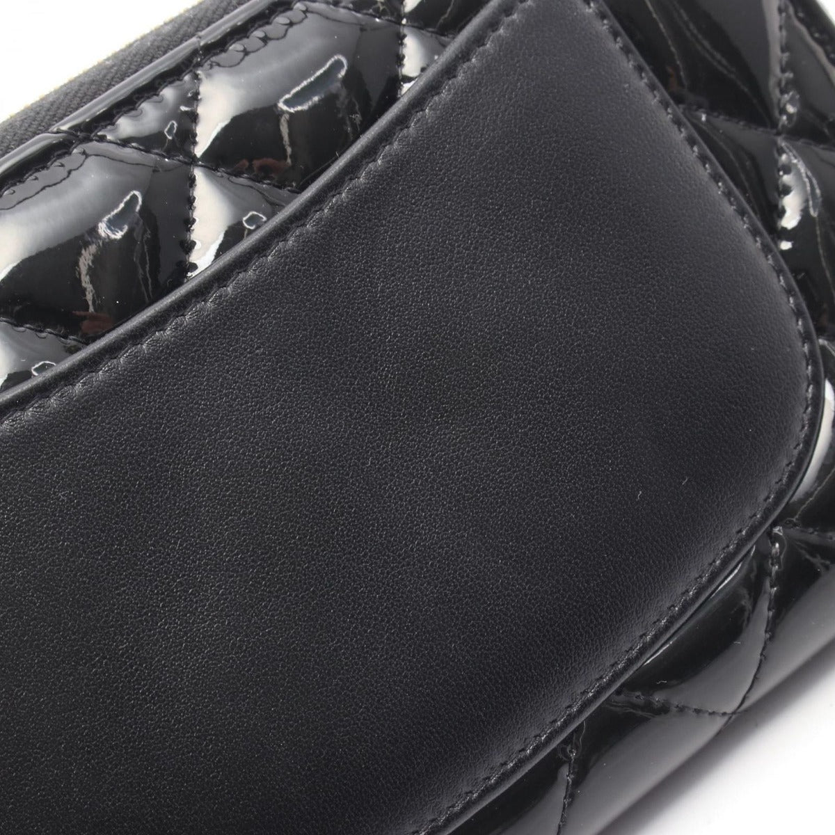 Chanel Round Wallet Classic Long Zip Quilted Black Patent — view 7