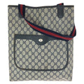 Gucci Sherry Line Vintage Navy GG Supreme Canvas Leather Tote