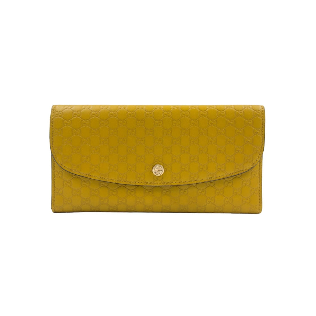 Gucci Micro Guccissima Leather Yellow Trifold Wallet Gold