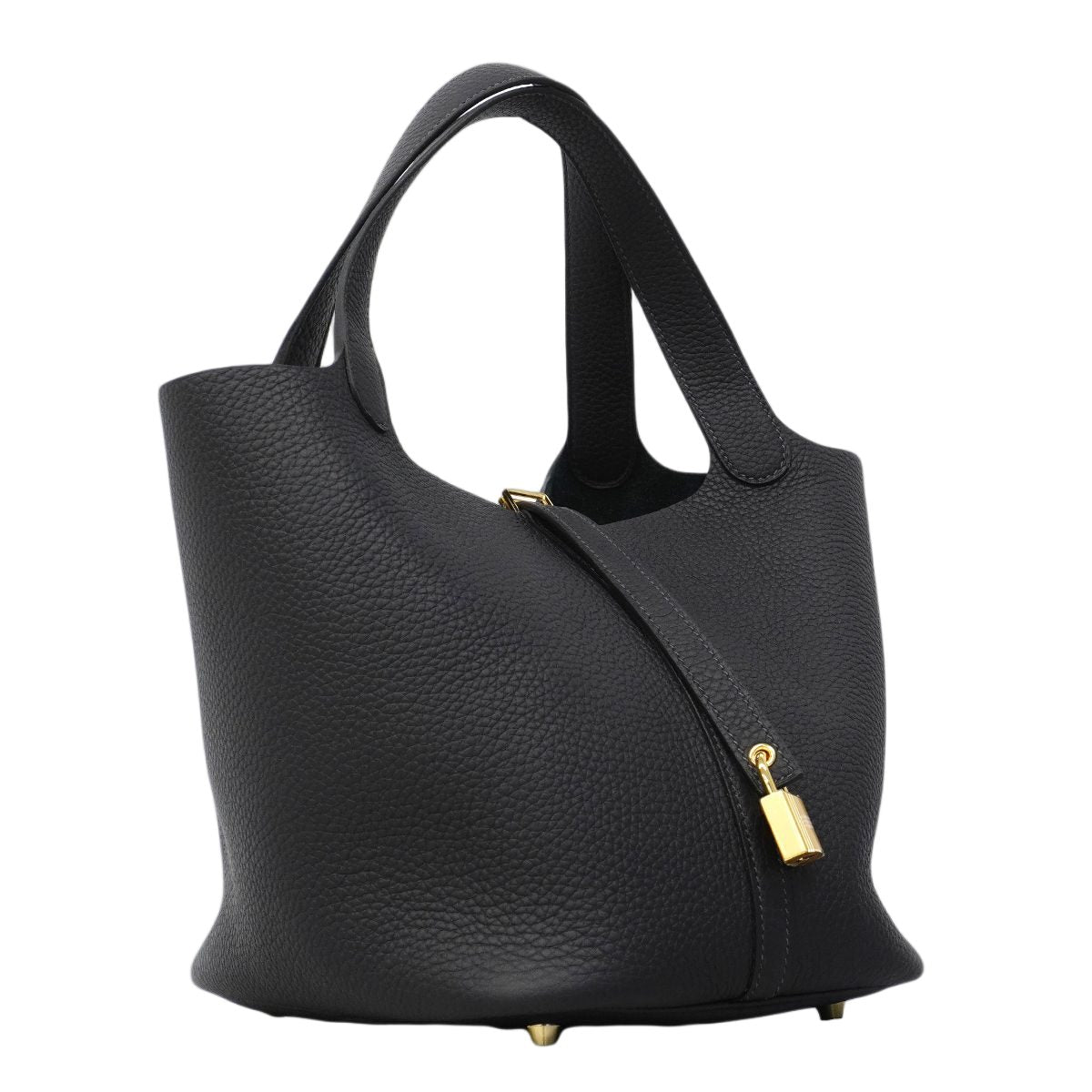 Hermes Handbag Picotin Lock MM Taurillon Clemence Canvas Gold — view 2