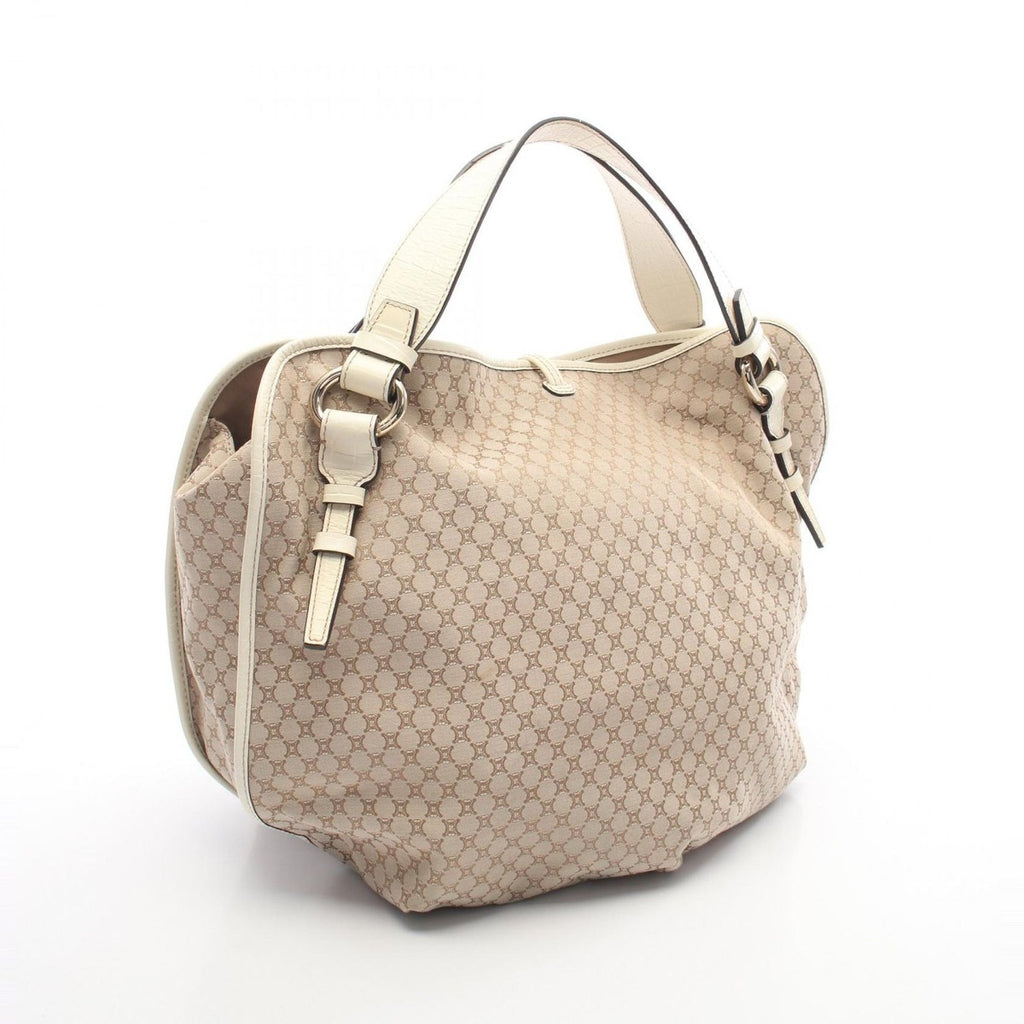 Celine Tote Macadam Beige Ivory Canvas Leather — view 2