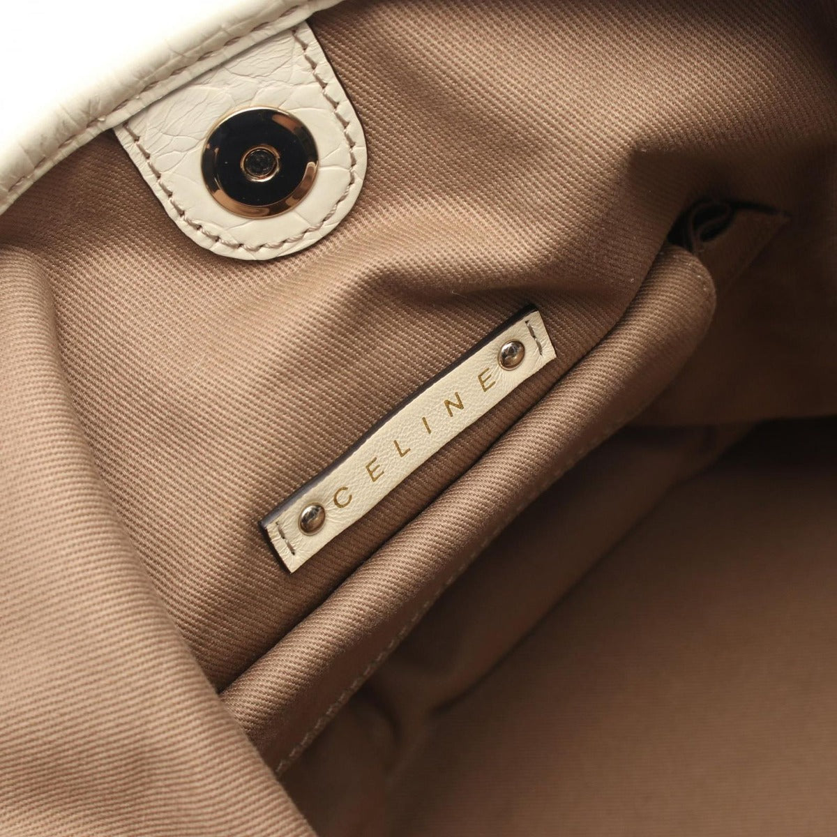 Celine Tote Macadam Beige Ivory Canvas Leather — view 4