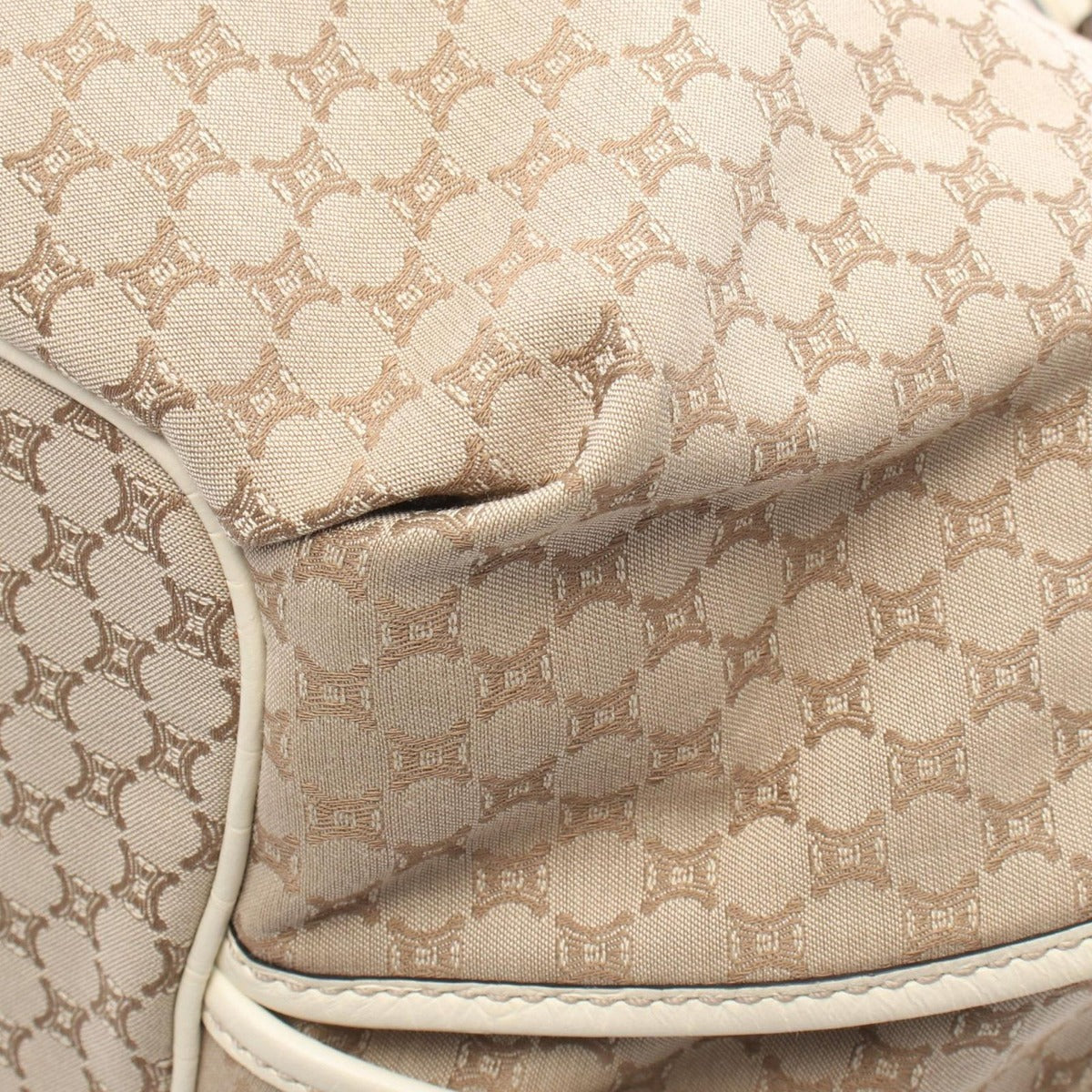Celine Tote Macadam Beige Ivory Canvas Leather — view 5