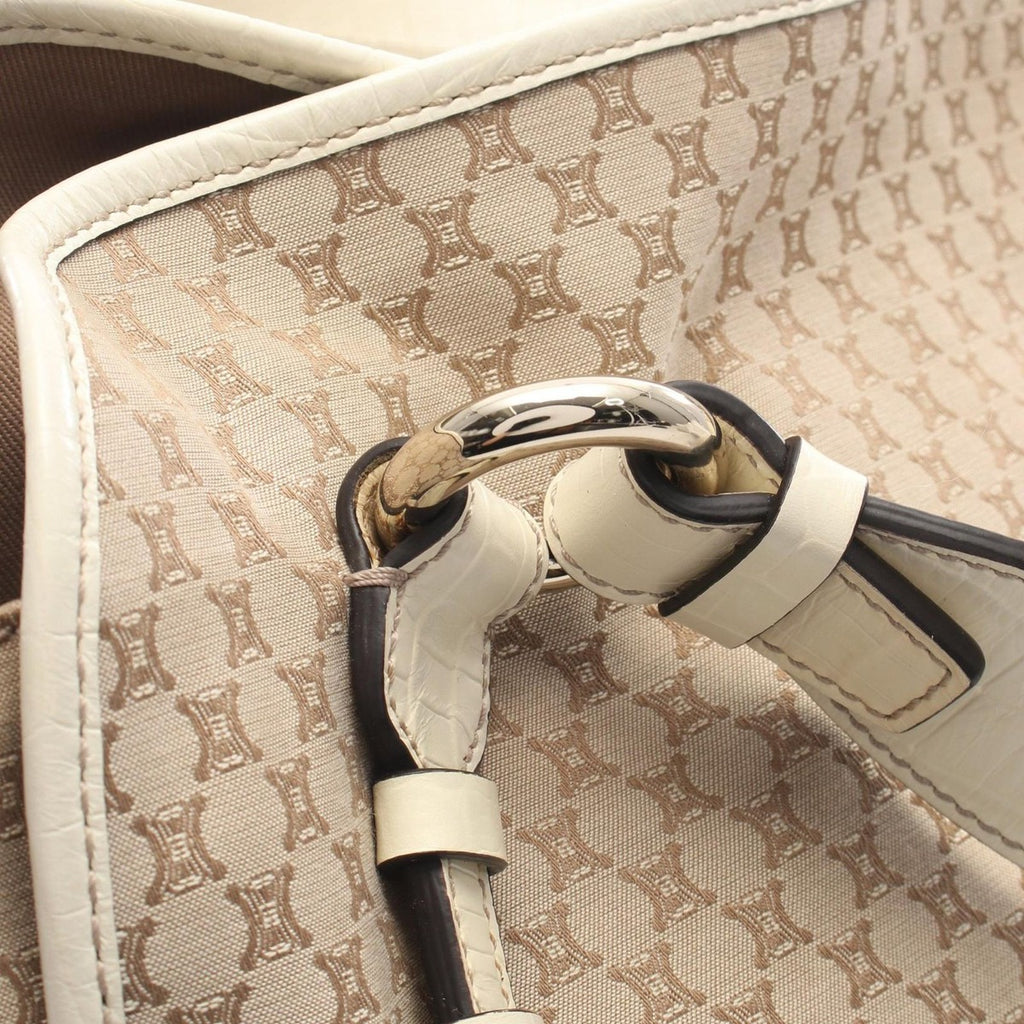 Celine Tote Macadam Beige Ivory Canvas Leather — view 7