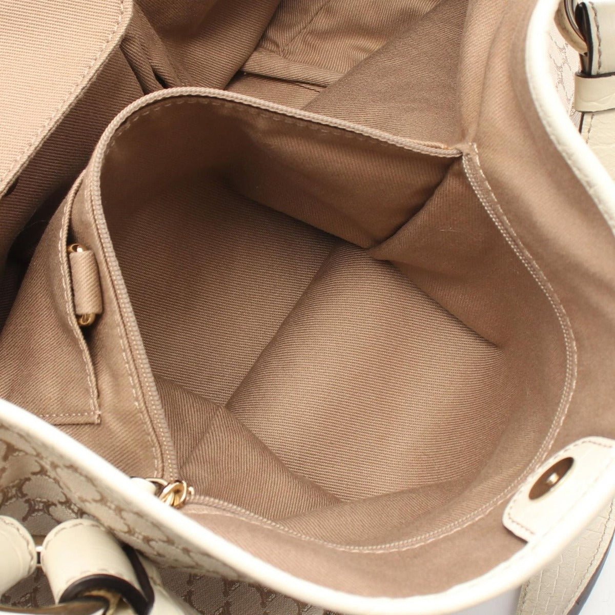 Celine Tote Macadam Beige Ivory Canvas Leather — view 8