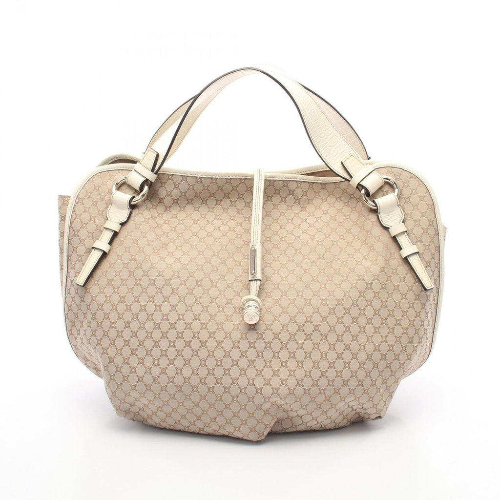 Celine Tote Macadam Beige Ivory Canvas Leather