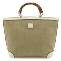 Gucci Bamboo Children's Handbag Straw Leather Natural White Gold