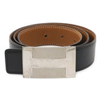 Hermes H Plate Belt Reversible Box Calf Togo Leather Black Brown — view 2