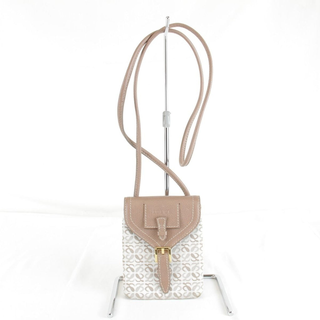 Loewe Usedloewe Repeat Anagram Mini Shoulder Bag Canvas Beige