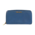 Prada Blue Gold Leather Wallet