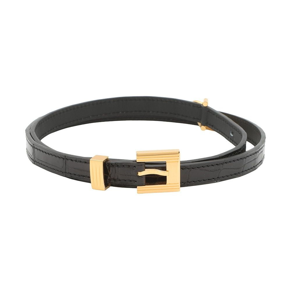 Hermes Belt Black Gold Porosus Matt 75