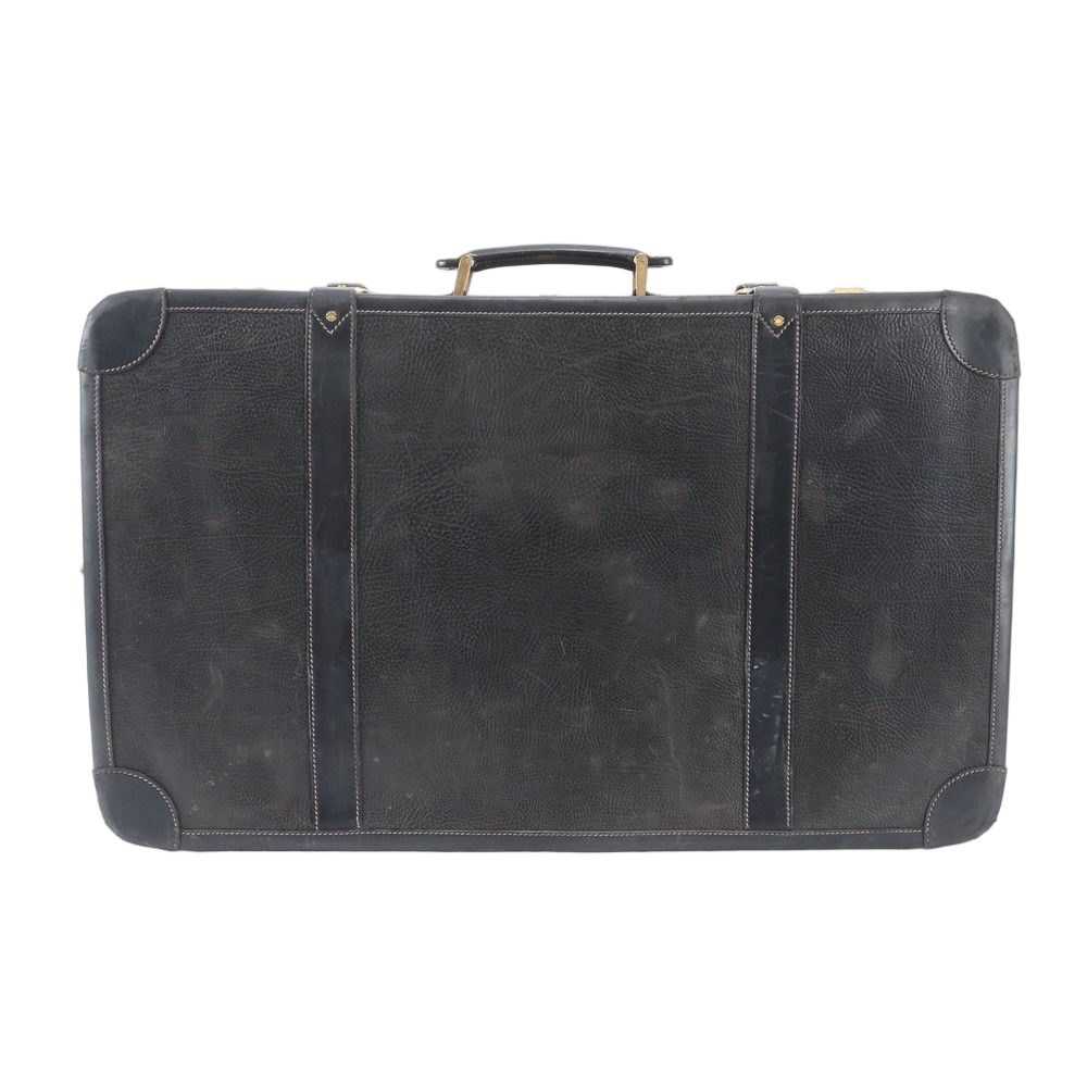 Gucci Vintage Leather Trunk Hardcase Bag Suitcase Black