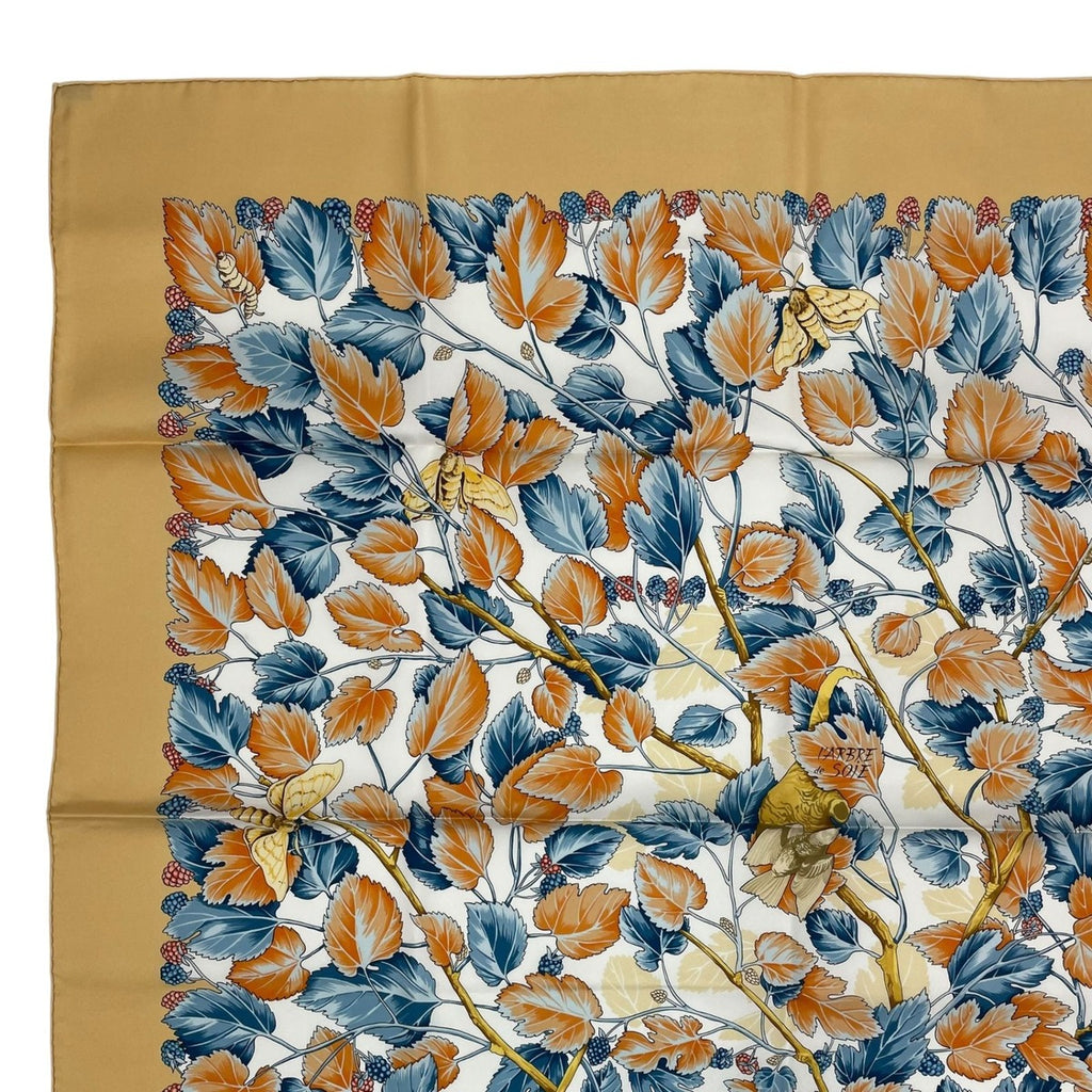 Hermes Scarf Silk Carre 90 L'arbre de Soie Tree Mulberry and Silkworm — view 2