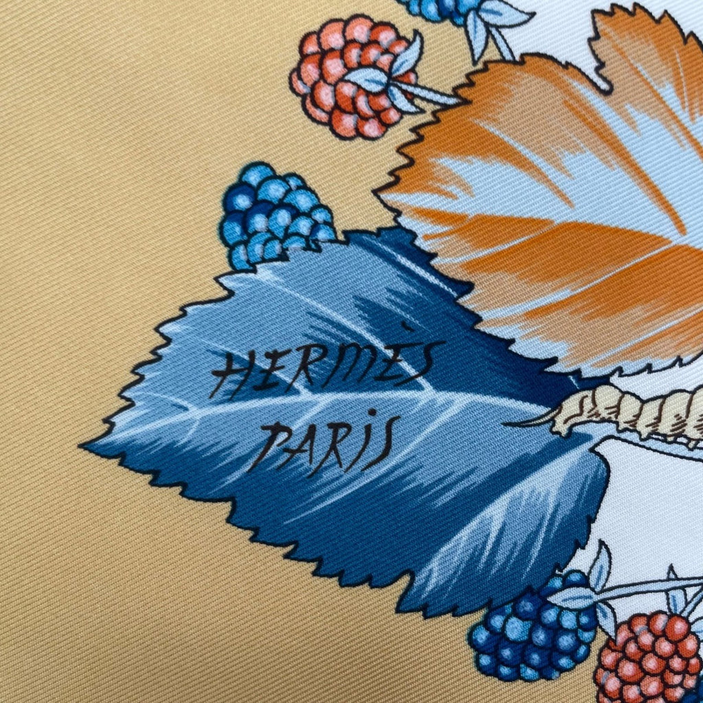 Hermes Scarf Silk Carre 90 L'arbre de Soie Tree Mulberry and Silkworm — view 7