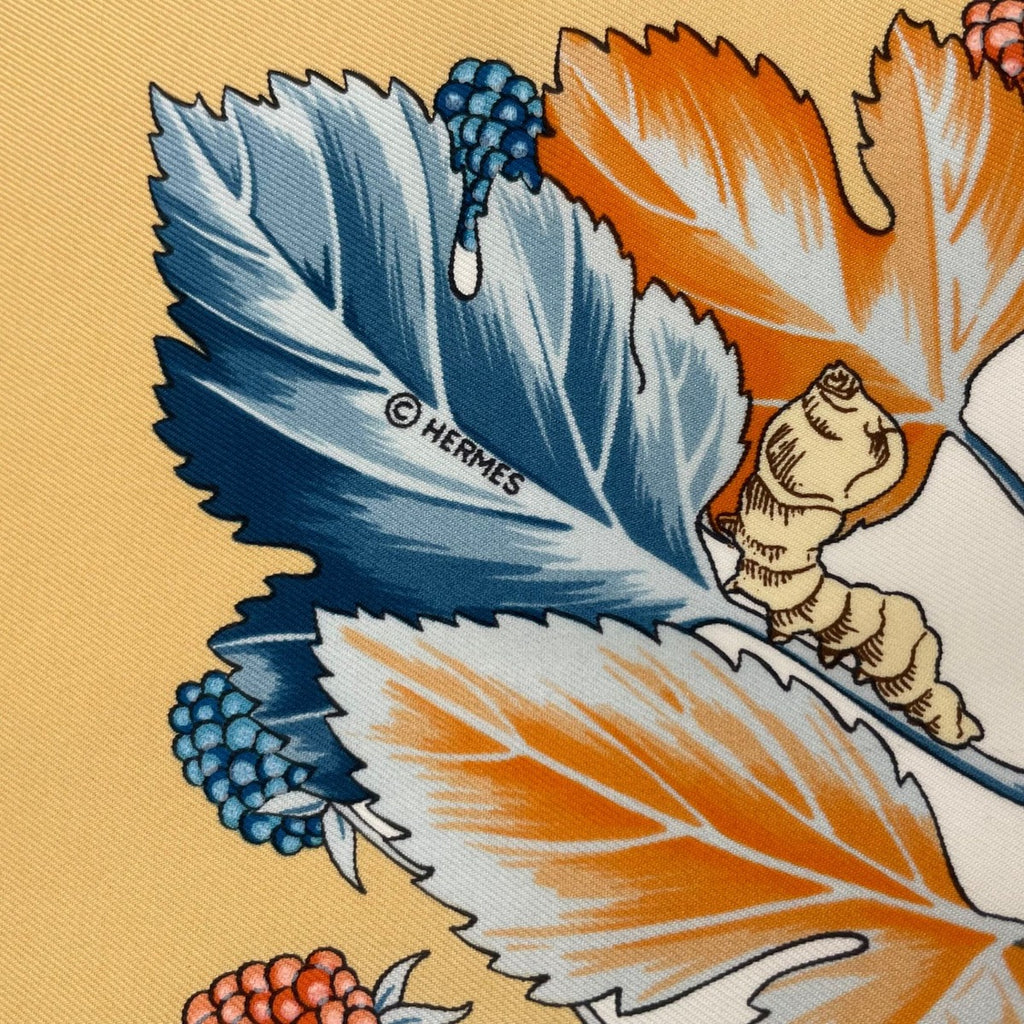 Hermes Scarf Silk Carre 90 L'arbre de Soie Tree Mulberry and Silkworm — view 9
