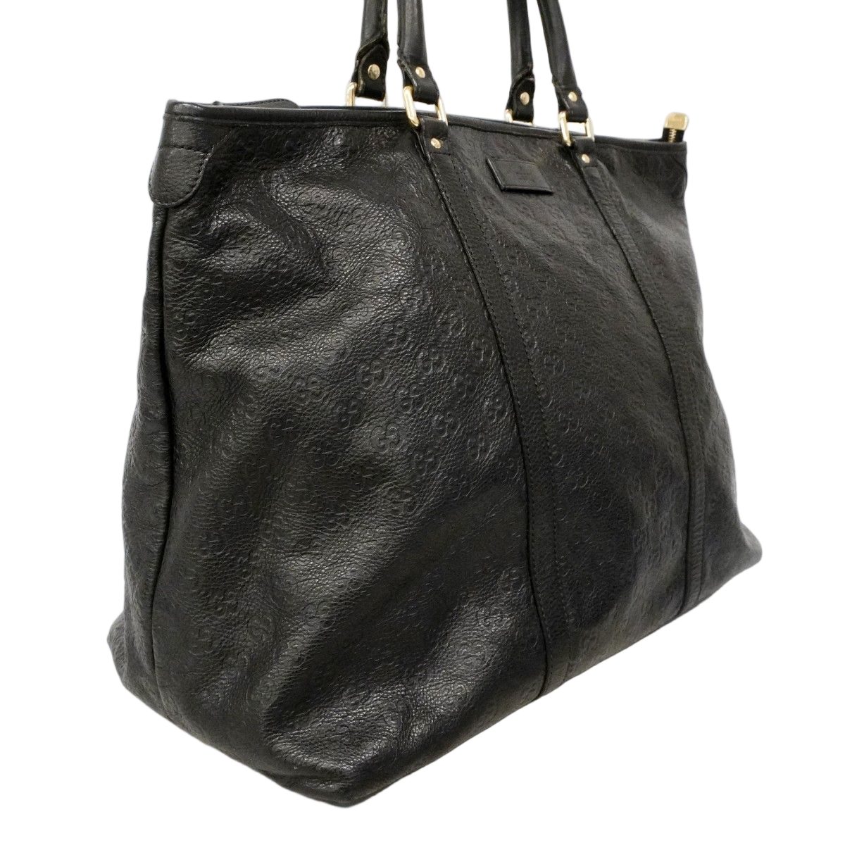 Gucci Tote Guccissima Leather Black Champagne Gold — view 2