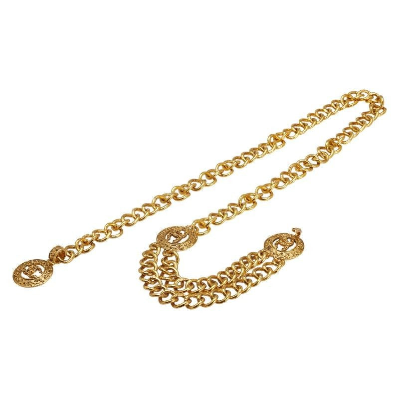 Chanel Vintage Coco Mark Chain Belt Gold Plated — view 2