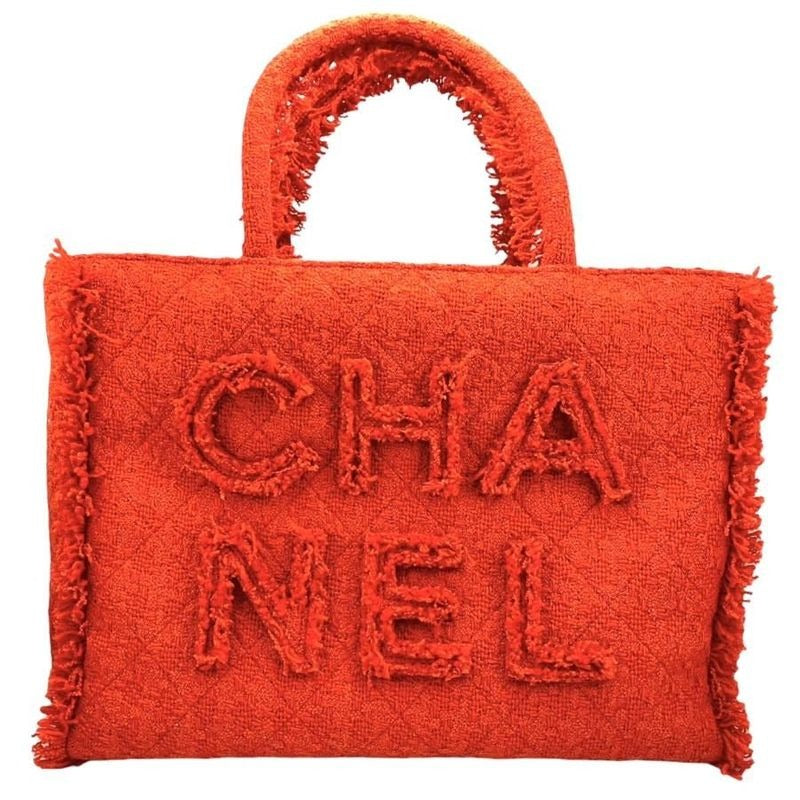 Chanel Tweed Tote Bag Zip Shopping Gold Hardware