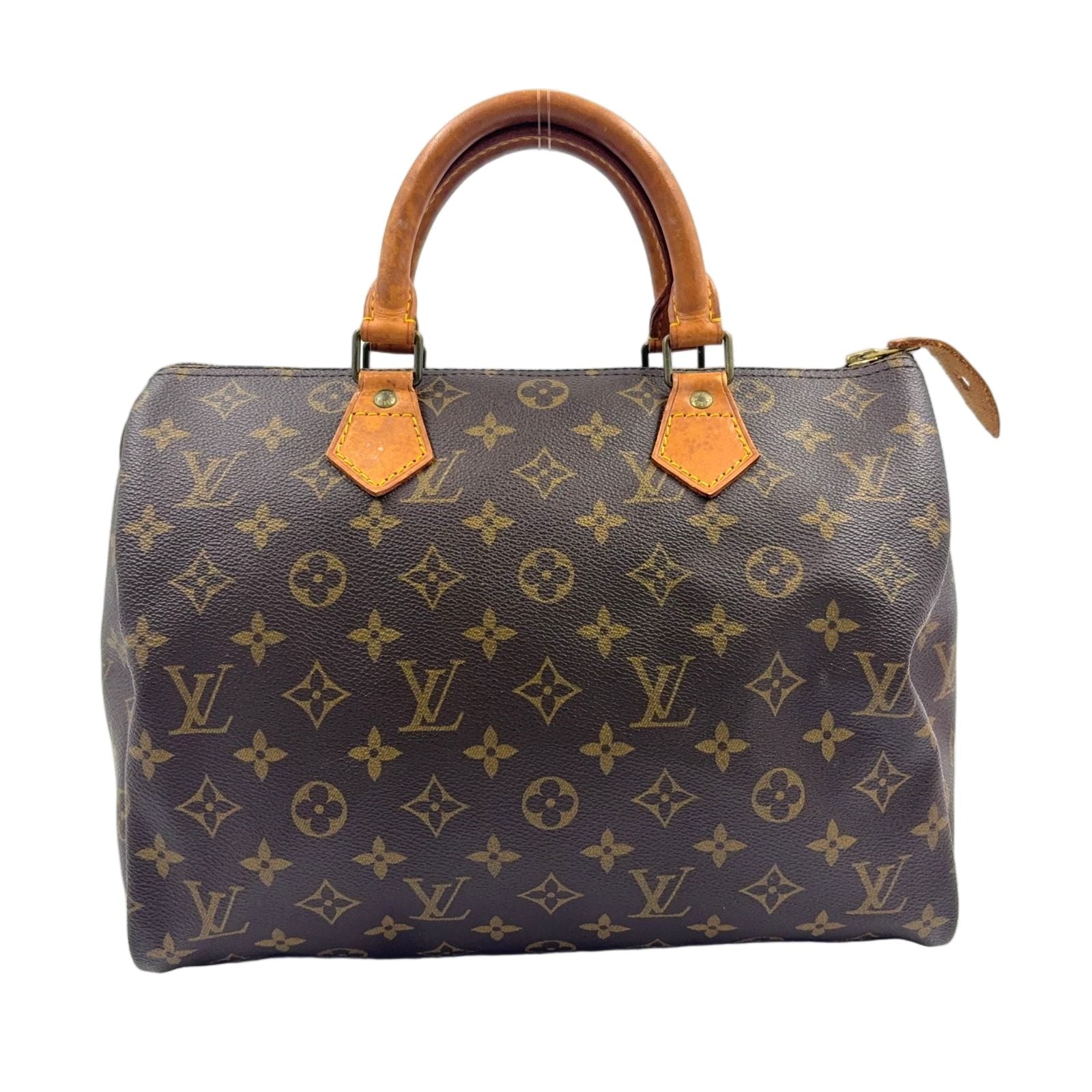 Louis Vuitton Speedy 30 Monogram Leather Brown Handbag Gold