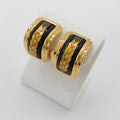 Hermes Enamel Earrings Cloisonne Black Gold