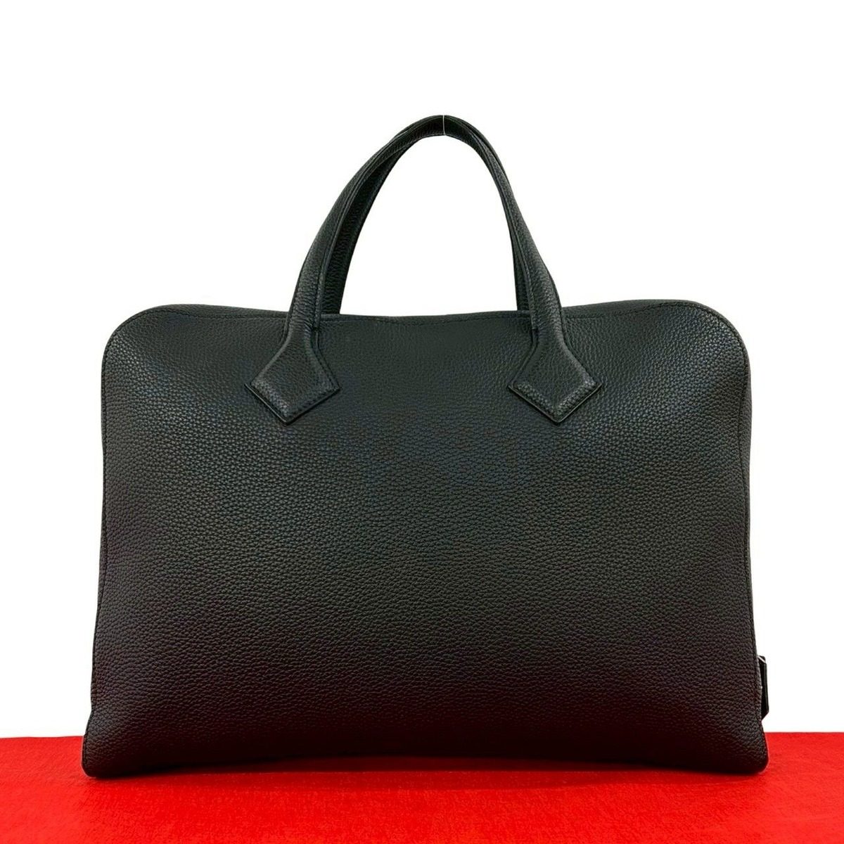 Hermes Victoria Light Togo Leather Business Briefcase A4 Capacity Black