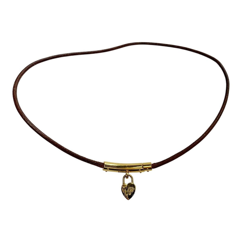 Hermes Viviride Heart Choker Leather Accessories Necklace — view 2