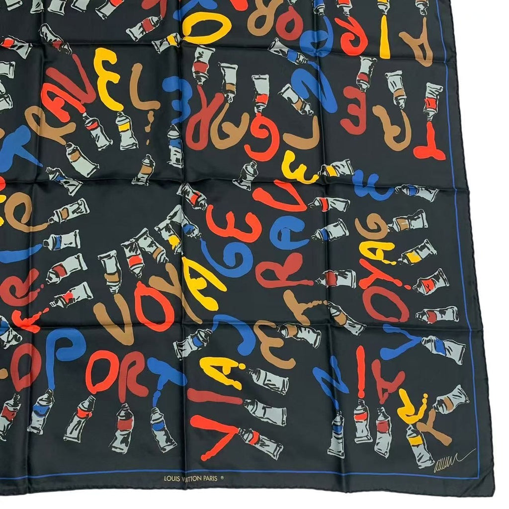 Louis Vuitton Scarf Silk Paint Pattern — view 5
