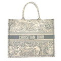 Dior Book Tote Bag Large Toile de Jouy Canvas Ecru Gray