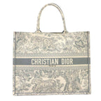 Dior Book Tote Bag Large Toile de Jouy Canvas Ecru Gray