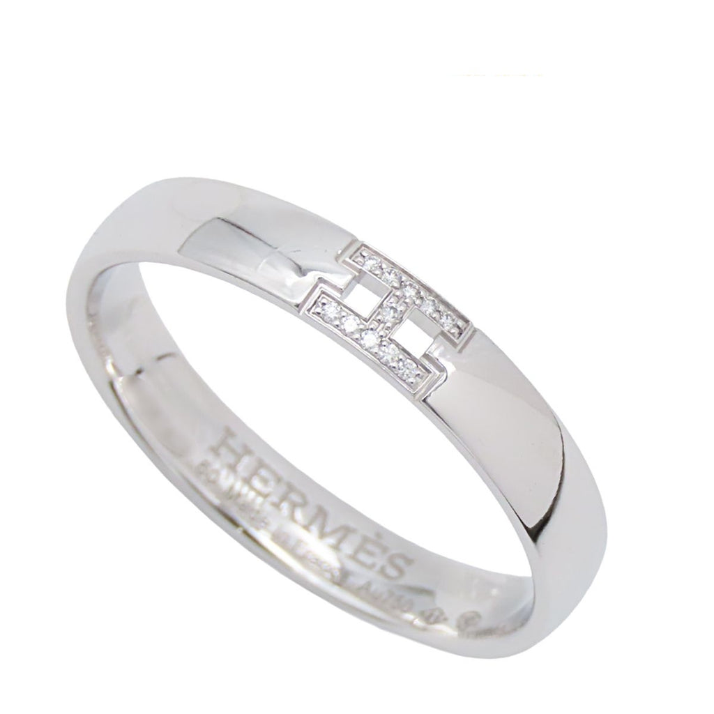 Hermes Ever Herakles White Gold 18K Diamond Wedding Ring 60