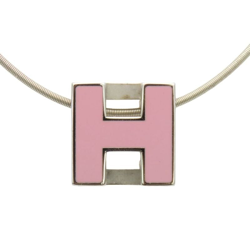 Hermes Necklace Caged Ash Metal Pink Silver Hardware H Cube Accessories — view 2