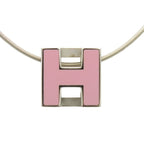 Hermes Necklace Caged Ash Metal Pink Silver Hardware H Cube Accessories — view 2