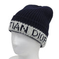 Christian Dior 31 Noe714 Ixgh Wool Cashmere Logo Beanie Knit Cap Navy White