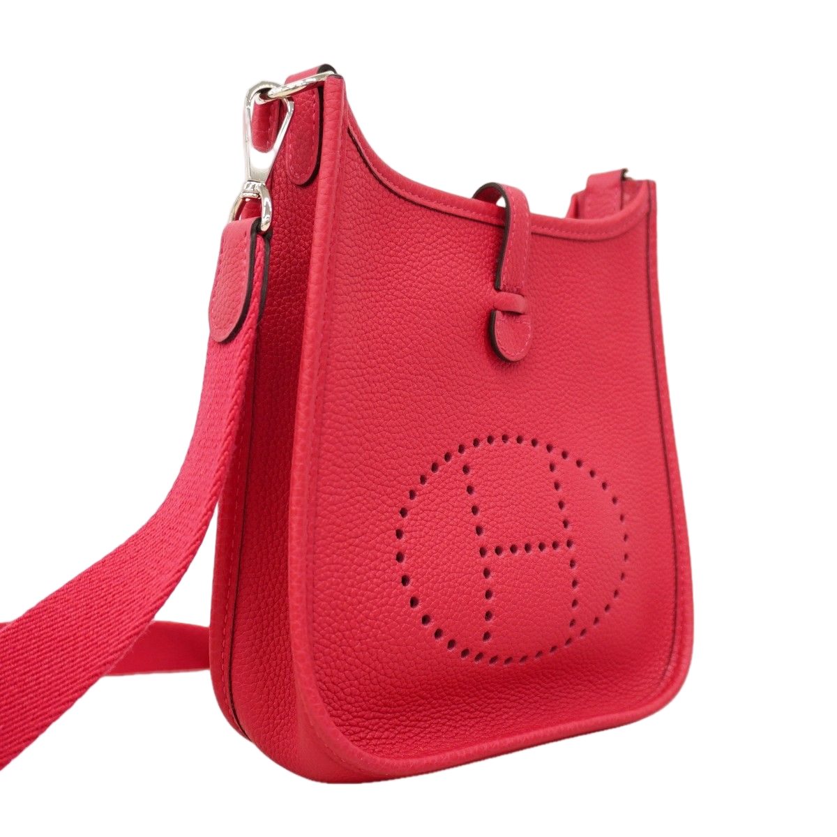 Hermes Shoulder Bag Evelyne TPM Taurillon Noviyo Framboise Silver — view 2