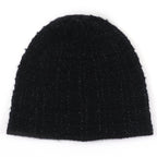 Chanel Cashmere Silk CC Logo Knit Cap Beanie Hat Black Lame — view 2