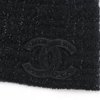 Chanel Cashmere Silk CC Logo Knit Cap Beanie Hat Black Lame — view 8