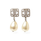 Chanel CC Motif Coco Mark Rhinestone Swing Pearl Silver White — view 4