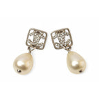 Chanel CC Motif Coco Mark Rhinestone Swing Pearl Silver White