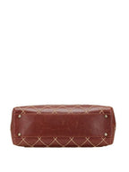 Chanel CC Wild Stitch Vintage Quilted Bowler Hand Bag Lambskin