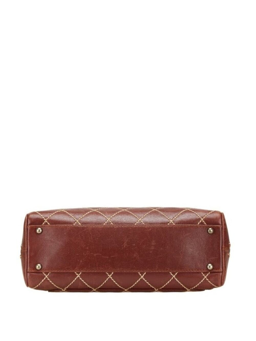 Chanel CC Wild Stitch Vintage Quilted Bowler Hand Bag Lambskin