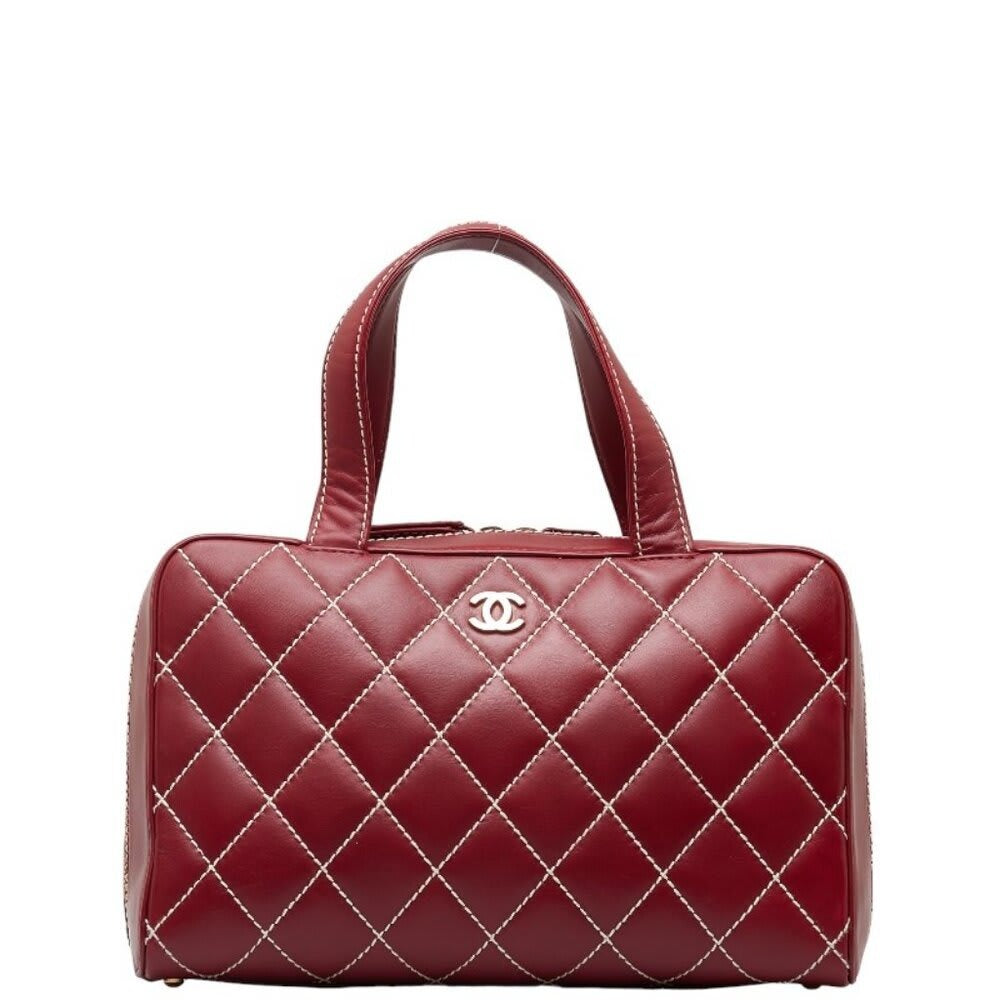 Chanel CC Wild Stitch Vintage Quilted Bowler Hand Bag Lambskin — view 2