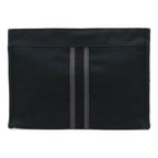 Hermes Fourre Tout Clutch Bag Second Pouch Canvas Leather Black Gray
