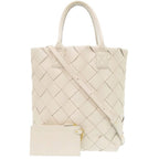Bottega Veneta 2-Way Maxi Intrecciato Lambskin Ivory Tote White