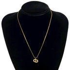 Dior CD Logo Motif Rhinestone Necklace Pendant Choker Gold — view 2
