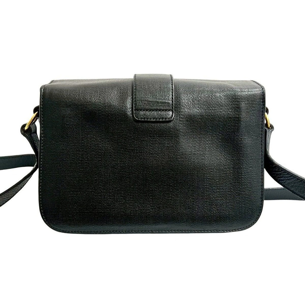 Saint Laurent Yves Logo Leather Shoulder Bag Pochette Black — view 3
